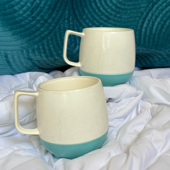 Vintage Vacron Blue and Ivory Mugs Made in USA - Picture 2 of 6